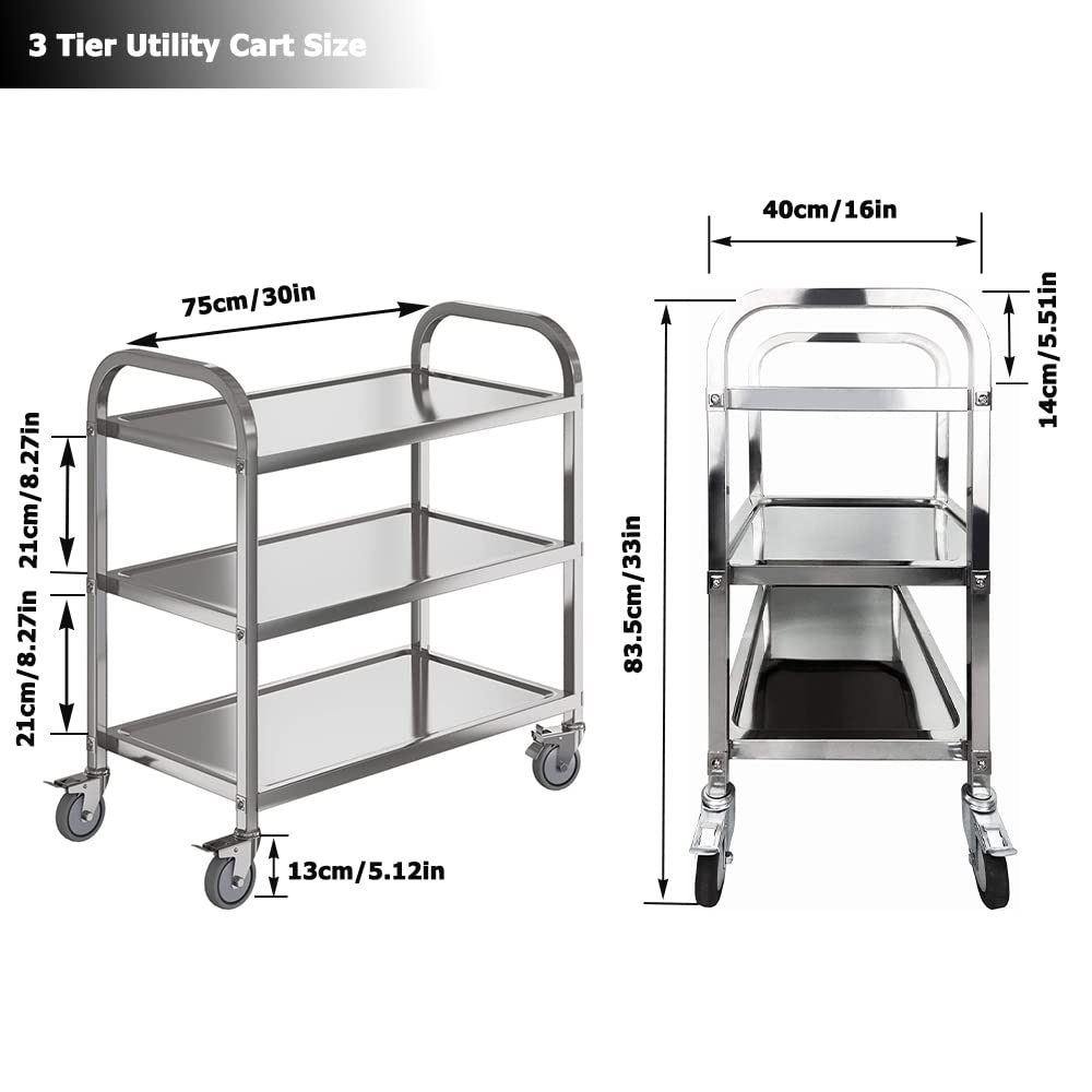 3 Tier Stainless Steel Catering Trolley